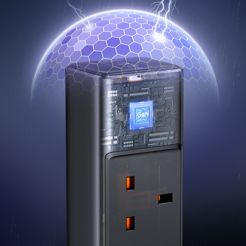 6-in-1 30W GaN Surge Protection Power Strip (UK)