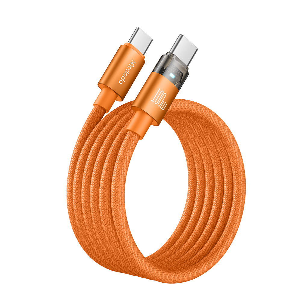 Cab Luma 100W USB-C to USB-C Cable with Transparent Design & Charging Light