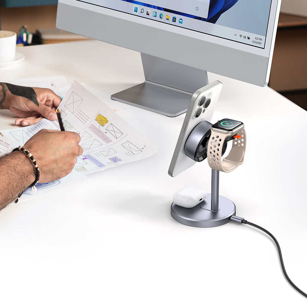 MagQ Qi2 Magnetic Wireless Charging Station 3 in 1 Stand (Qi2 Officially Certified)