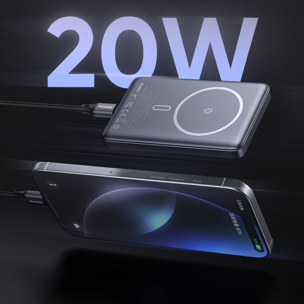 20W Magnetic Wireless Metal Ultra-Thin 10000 mAh 1C Power Bank