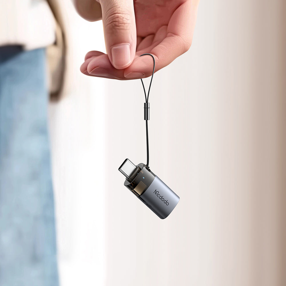 2-in-1 USB-A to USB-C Transfer Adapter Built-in TF Card Reader with Lanyard