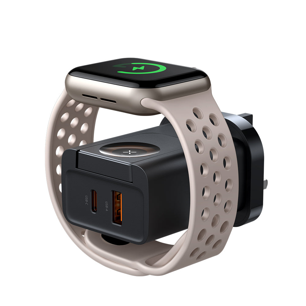 30W 1C+1A 2 in 1 Travel Charger with Built-in Apple Watch Charger(UK)