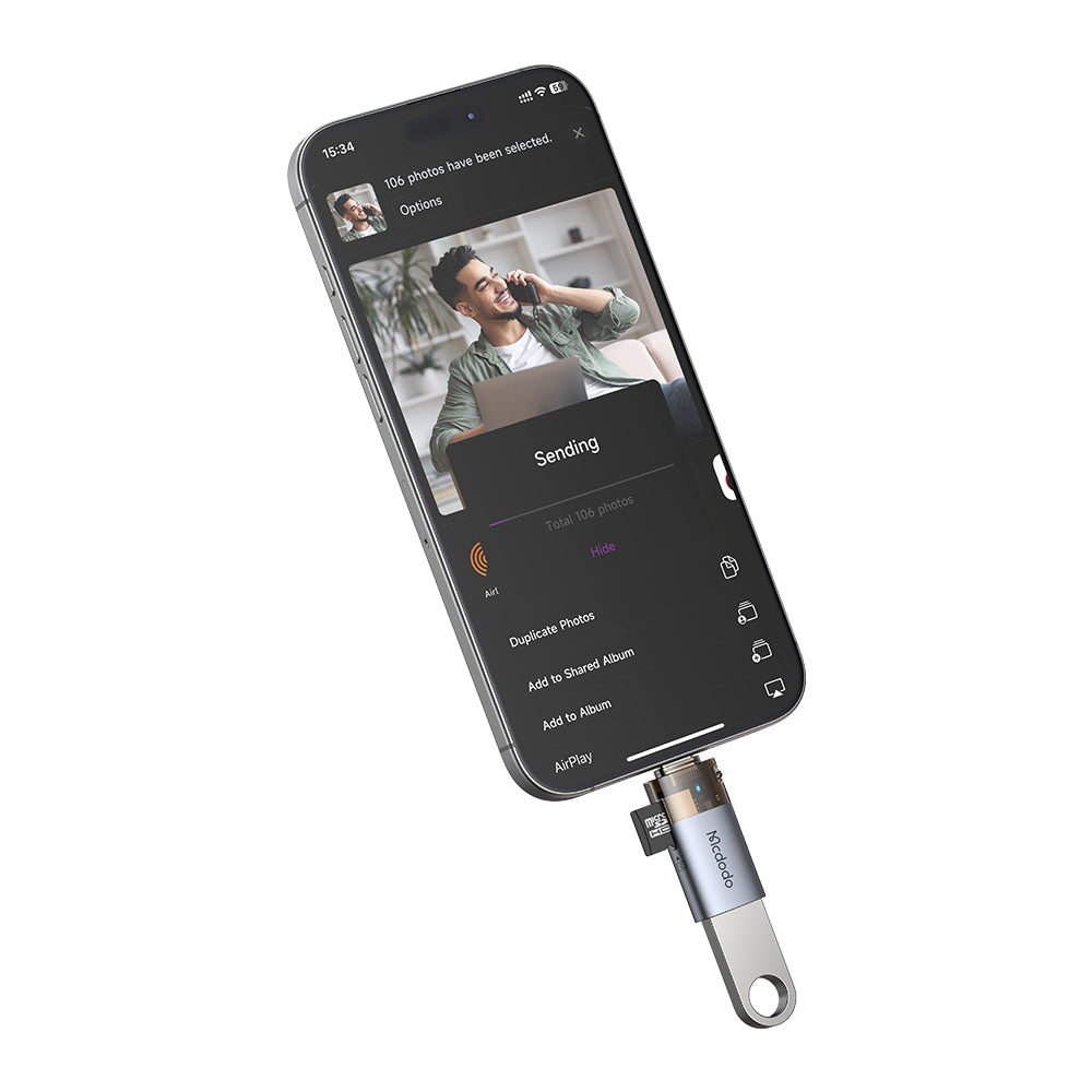 2-in-1 USB-A to USB-C Transfer Adapter Built-in TF Card Reader with Lanyard