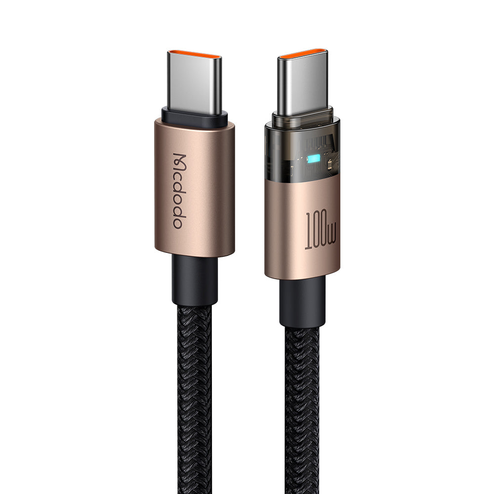 100W USB-C to USB-C Transparent Cable with Charging Light 1.2m