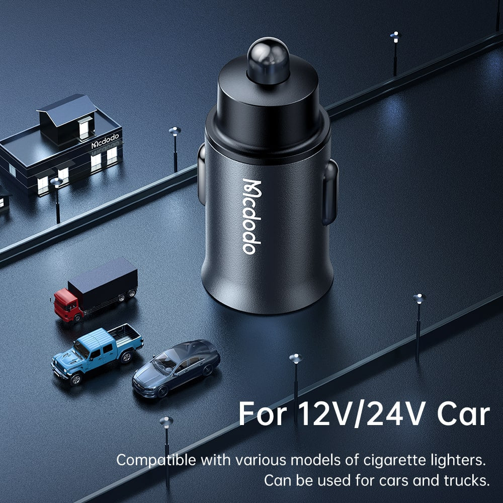 107W digital display car charger with extension cord (4 USB+1 C)
