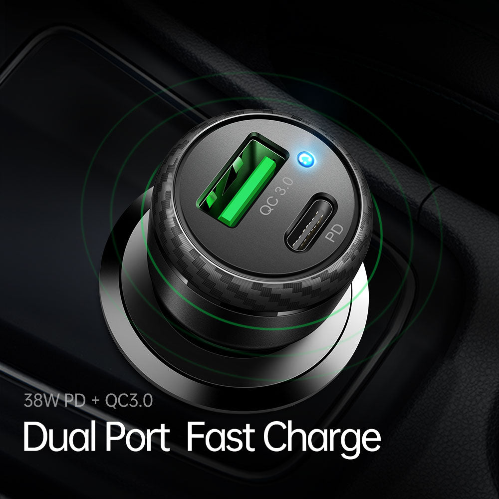 38W 1C+1A PD Fast Car Charger