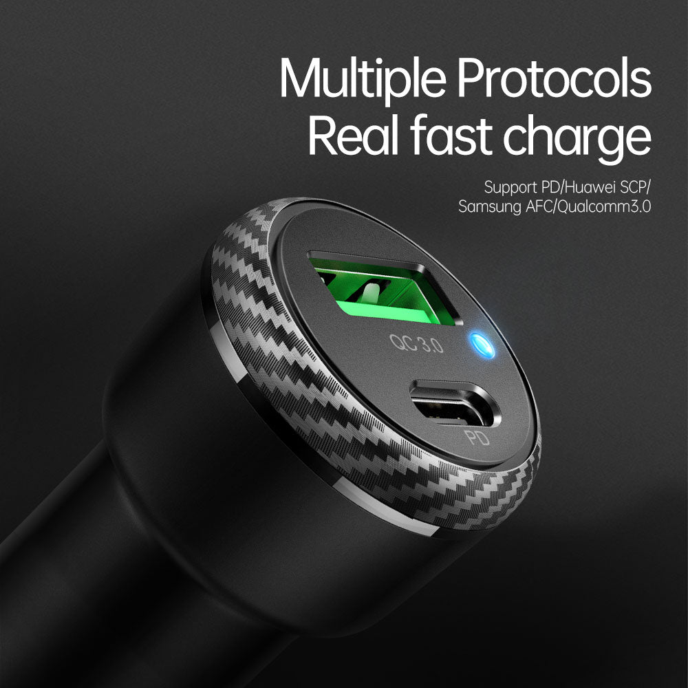 38W 1C+1A PD Fast Car Charger