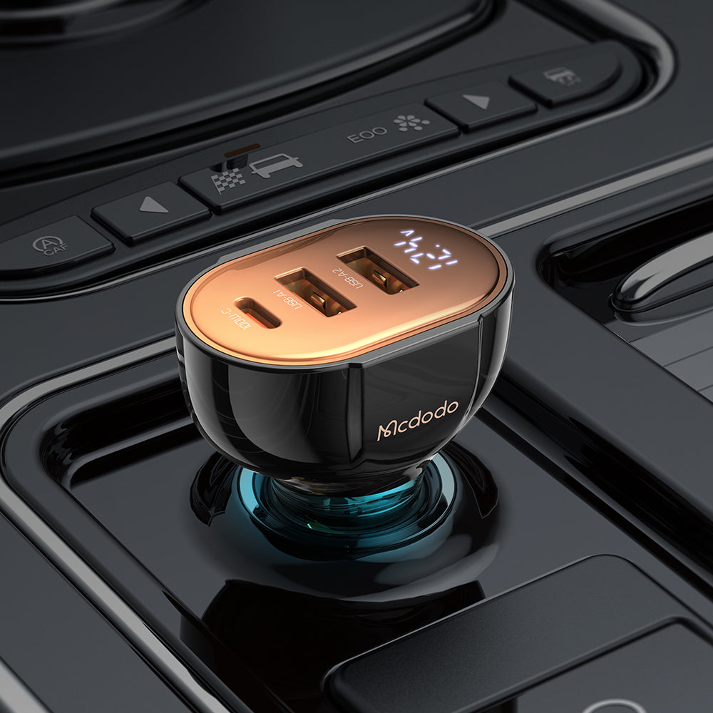 100W Digital Display 2C+1A PD Fast Car Charger