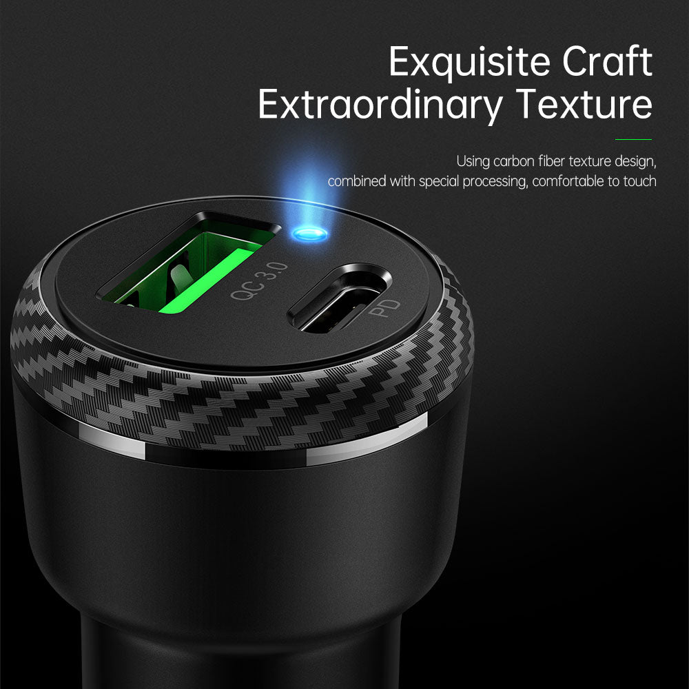 38W 1C+1A PD Fast Car Charger