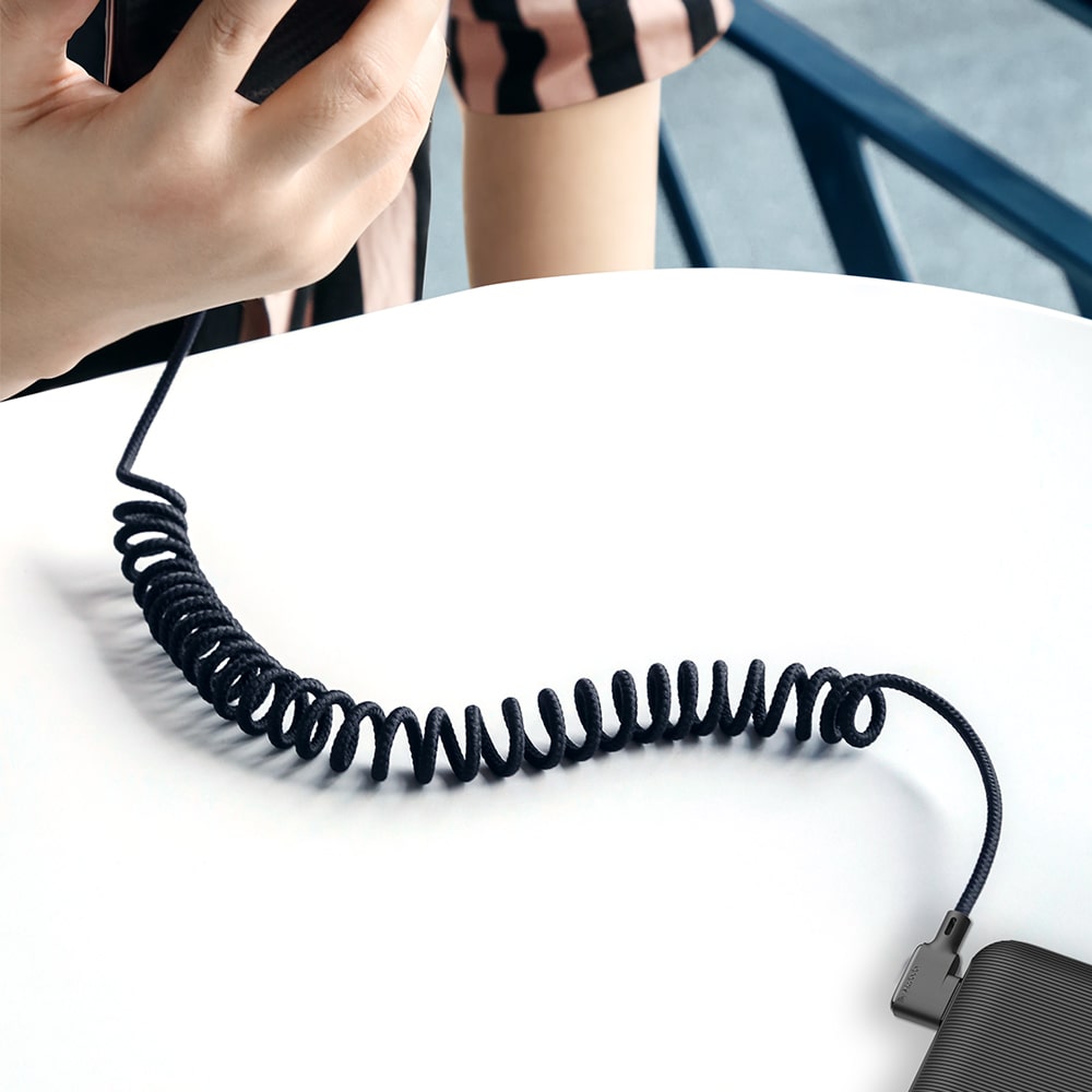 90 Degree Coil Lightning Data Cable 1.8m