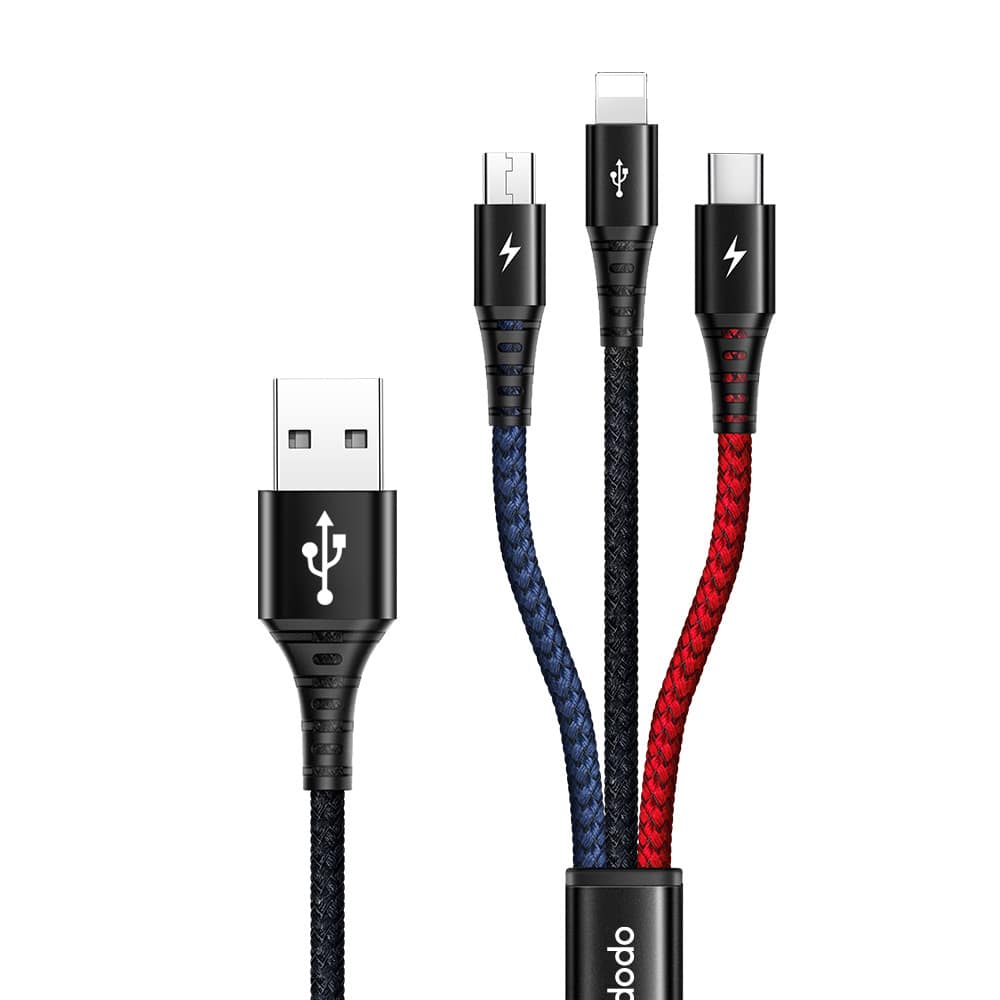 Armor Series 3 in 1 Lightning+Micro USB+Type-c Cable 1.2m