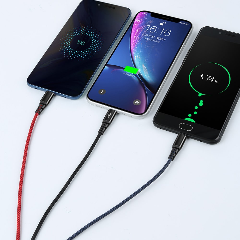Armor Series 3 in 1 Lightning+Micro USB+Type-c Cable 1.2m