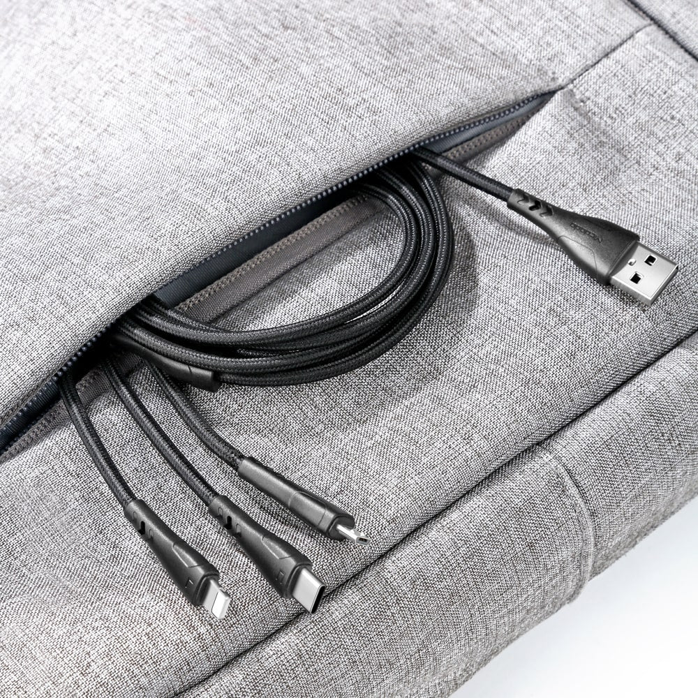 Mamba Series 3 in 1 Lightning+Micro USB+Type-c Cable 1.2m