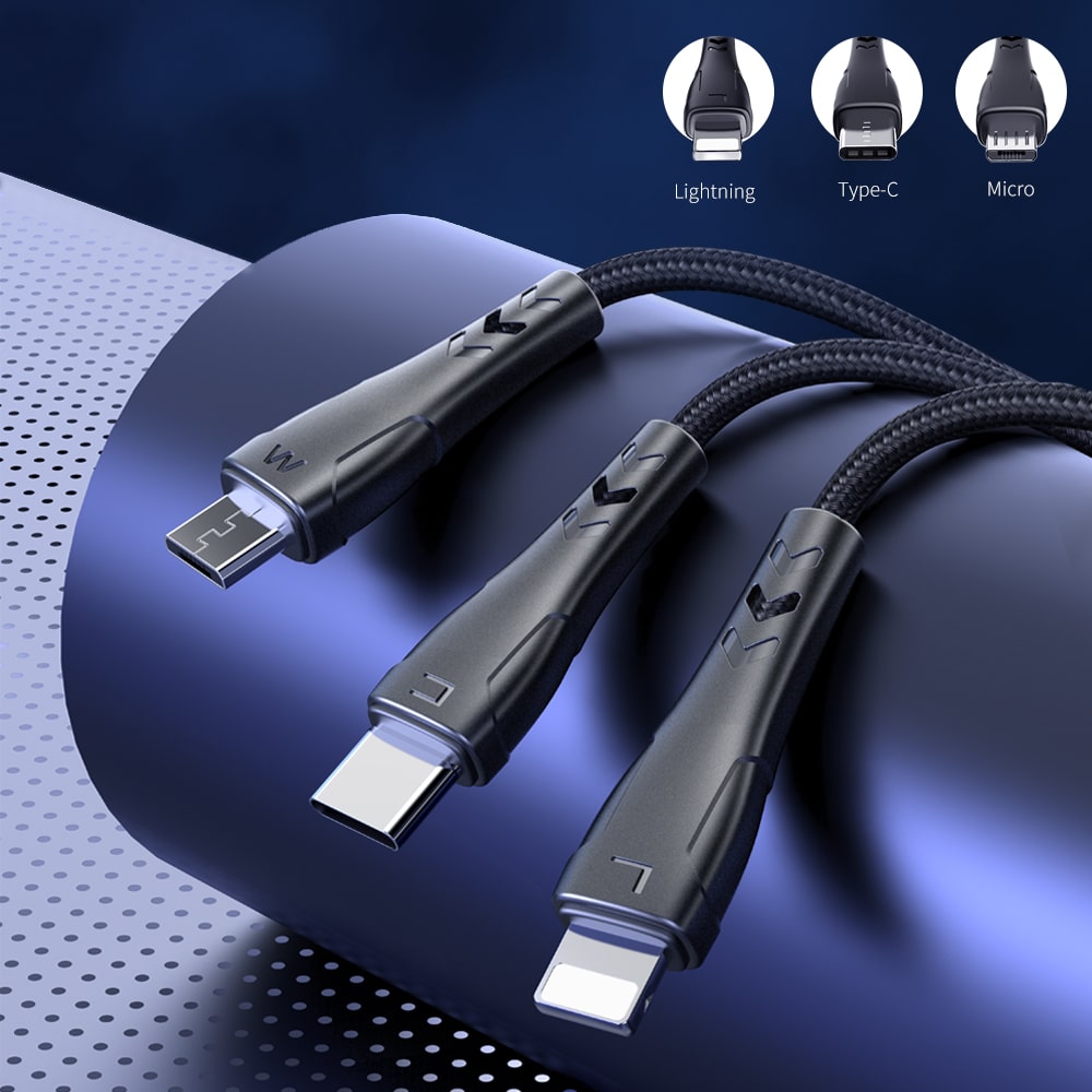 Mamba Series 3 in 1 Lightning+Micro USB+Type-c Cable 1.2m