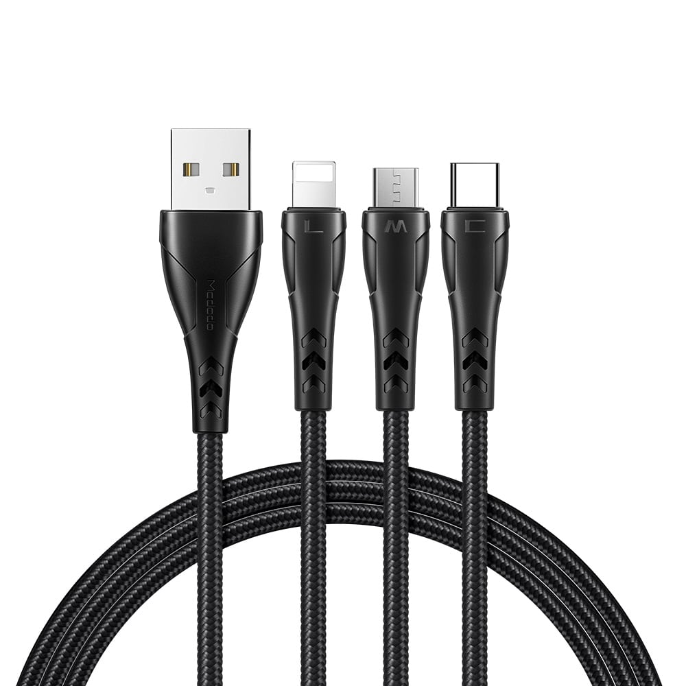 Mamba Series 3 in 1 Lightning+Micro USB+Type-c Cable 1.2m
