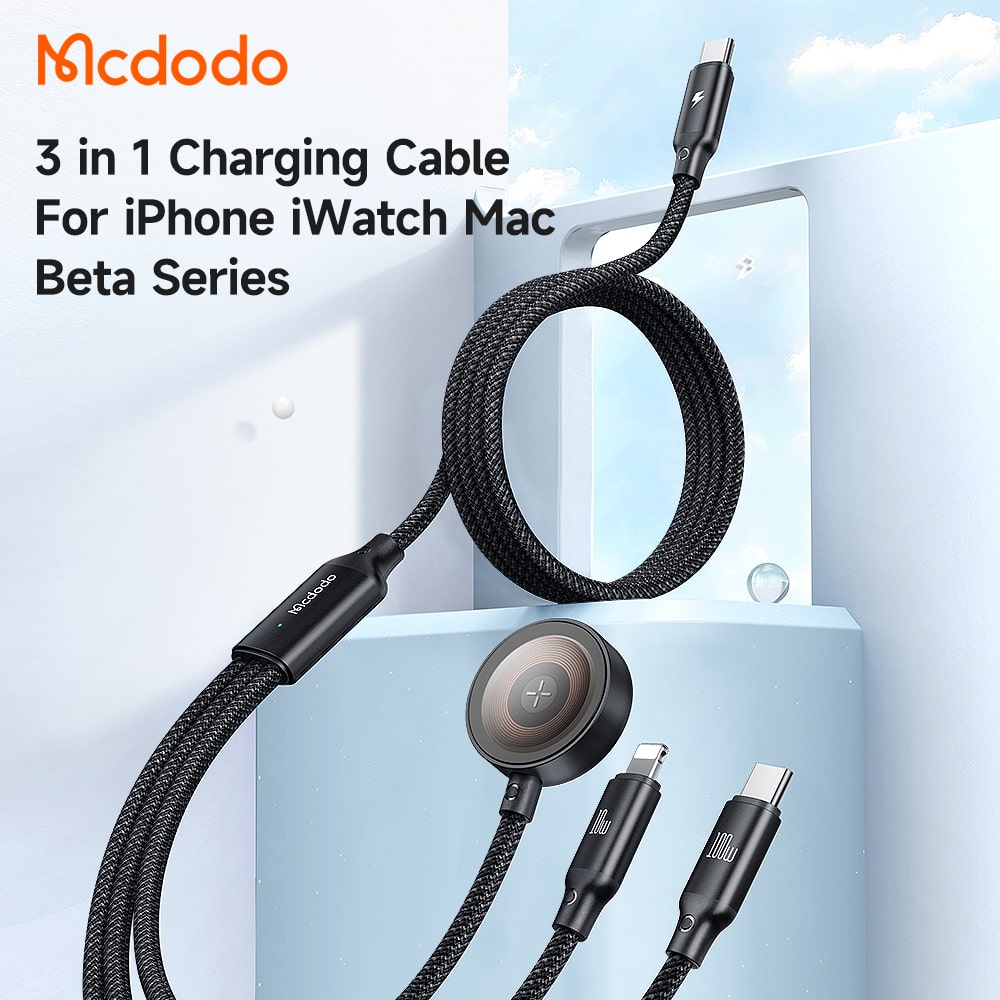 Mcdodo Type - C to L+C+Wireless Charger 100W Wireless Charging Cable For Apple Watch