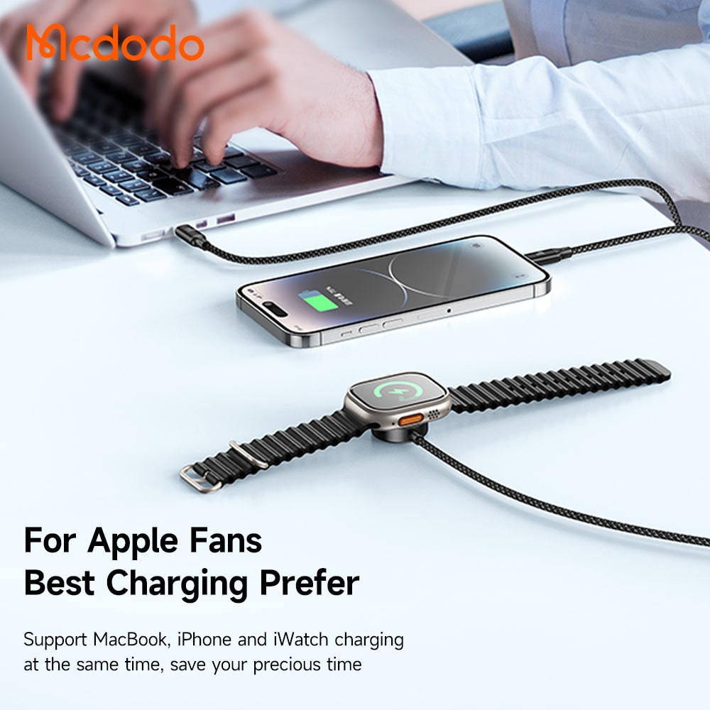 Mcdodo Type - C to L+C+Wireless Charger 100W Wireless Charging Cable For Apple Watch