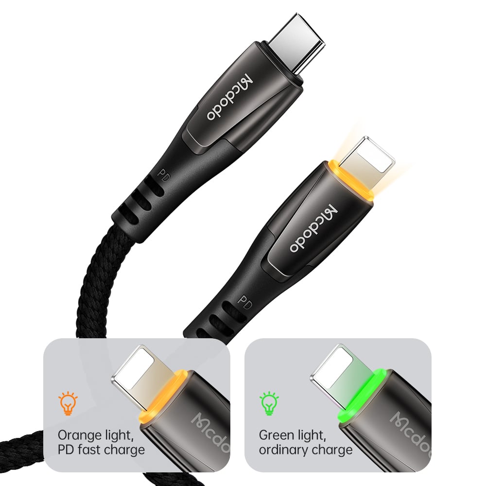 Porsche Series PD Type-c to Lightning Cable with LED 1.2m