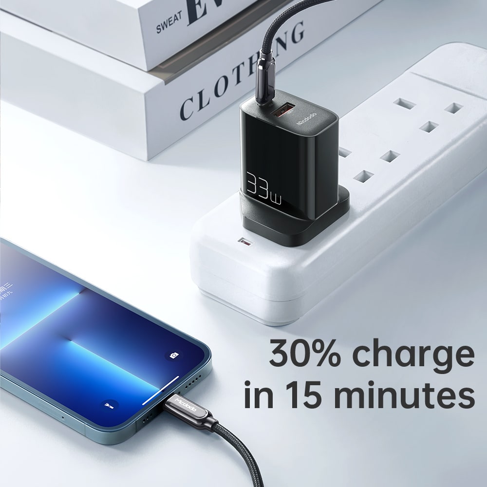 33W PD+QC Dual Port Charger (UK plug)