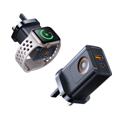 30W 1C+1A 2 in 1 Travel Charger with  Built-in Apple Watch Charger(UK)