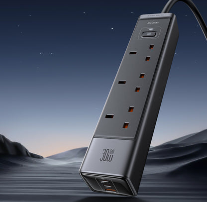 6-in-1 30W GaN Surge  Protection Power Strip (UK)