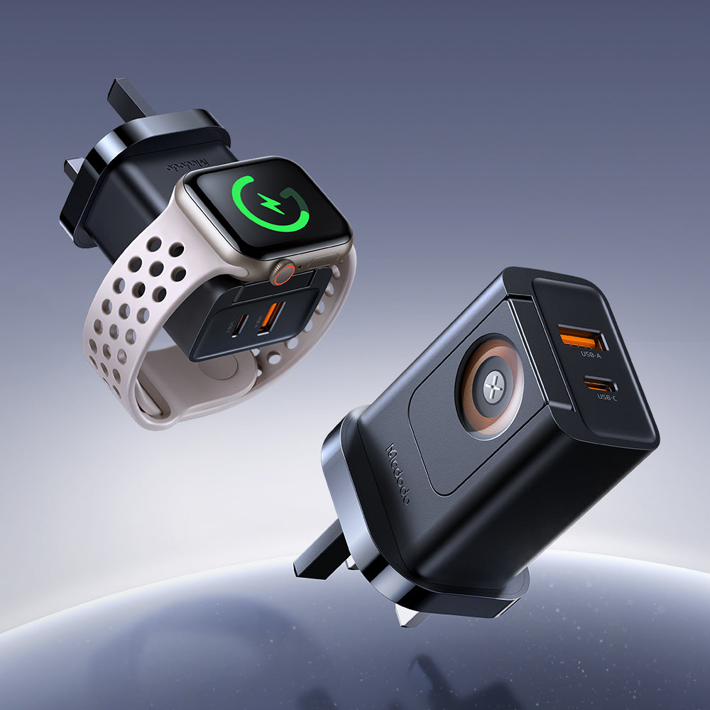 30W 1C+1A 2 in 1 Travel Charger with  Built-in Apple Watch Charger(UK)