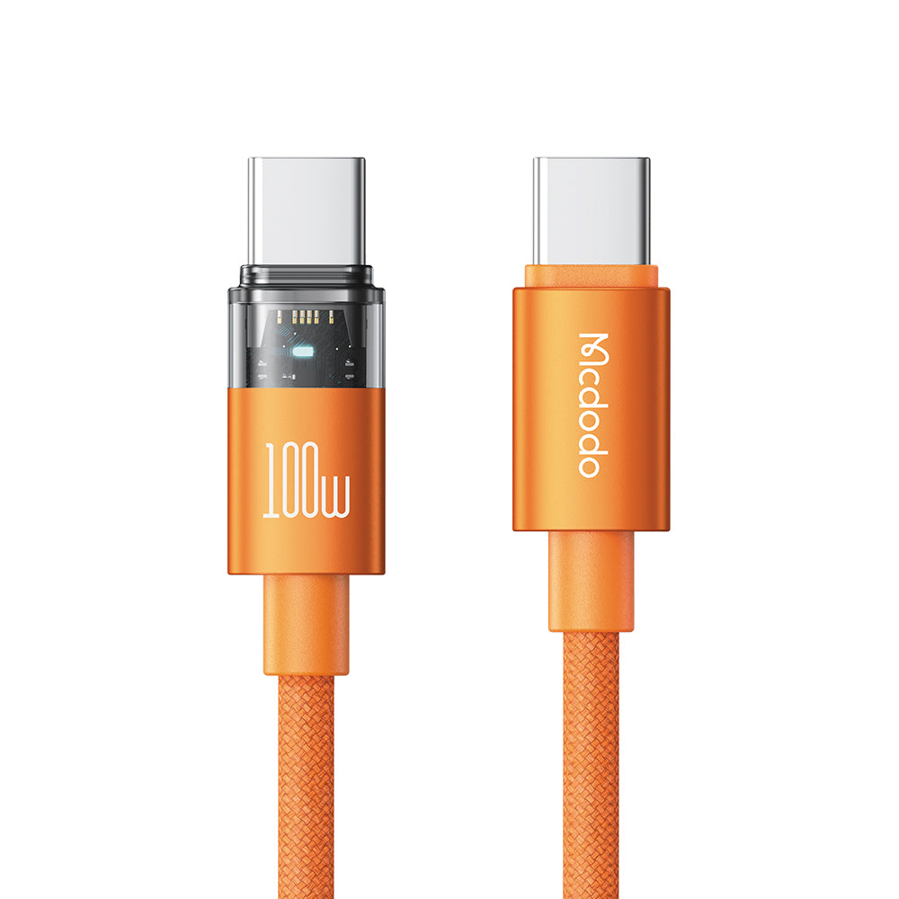 Cab Luma 100W USB-C to USB-C Cable with Transparent Design & Charging Light