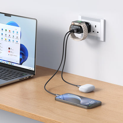 30W 1C+1A 2 in 1 Travel Charger with  Built-in Apple Watch Charger(UK)