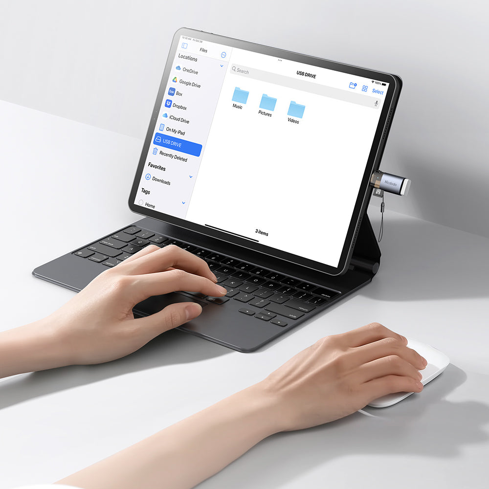 2-in-1 USB-A to USB-C Transfer Adapter  Built-in TF Card Reader with Lanyard