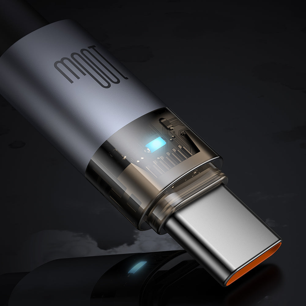 100W USB-C to USB-C  Transparent Cable with   Charging Light 1.2m