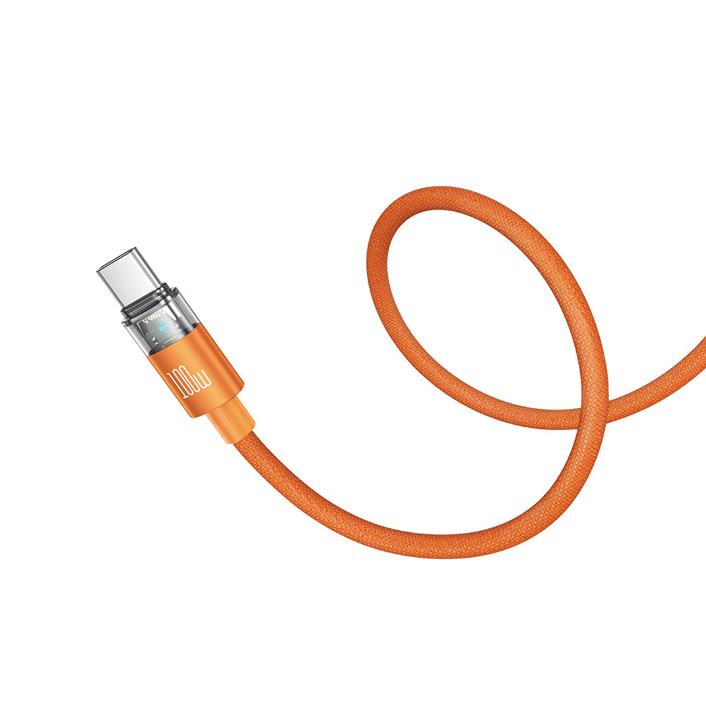 Cab Luma 100W USB-C to USB-C Cable with Transparent Design & Charging Light