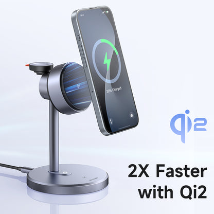 MagQ Qi2 Magnetic Wireless Charging Station 3-in-1 Stand with 33W charger