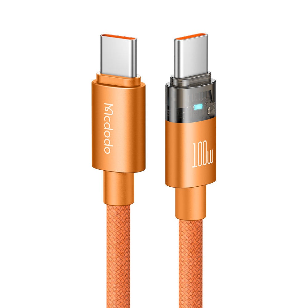 Cab Luma 100W USB-C to USB-C Cable with Transparent Design & Charging Light
