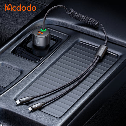 120W 1C+1A Car Charger with USB-C  and Lighting retractable cables
