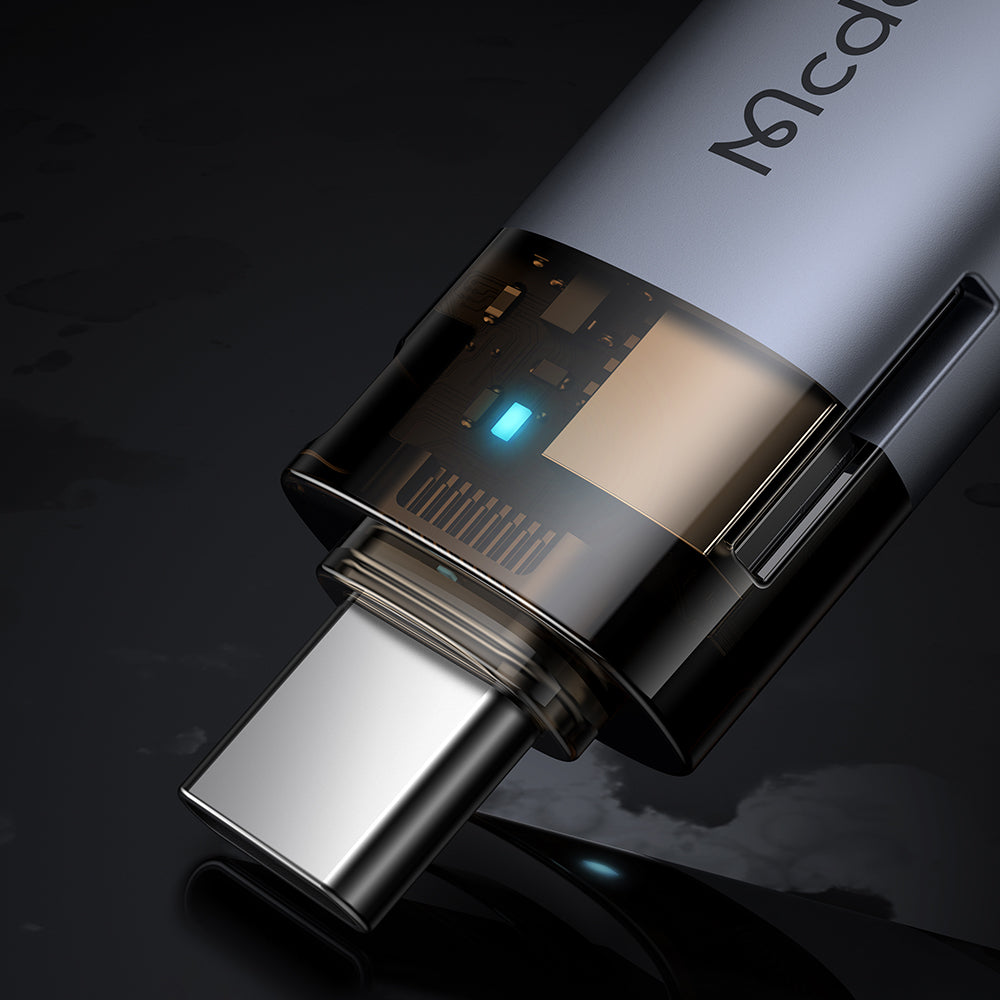 2-in-1 USB-A to USB-C Transfer Adapter  Built-in TF Card Reader with Lanyard