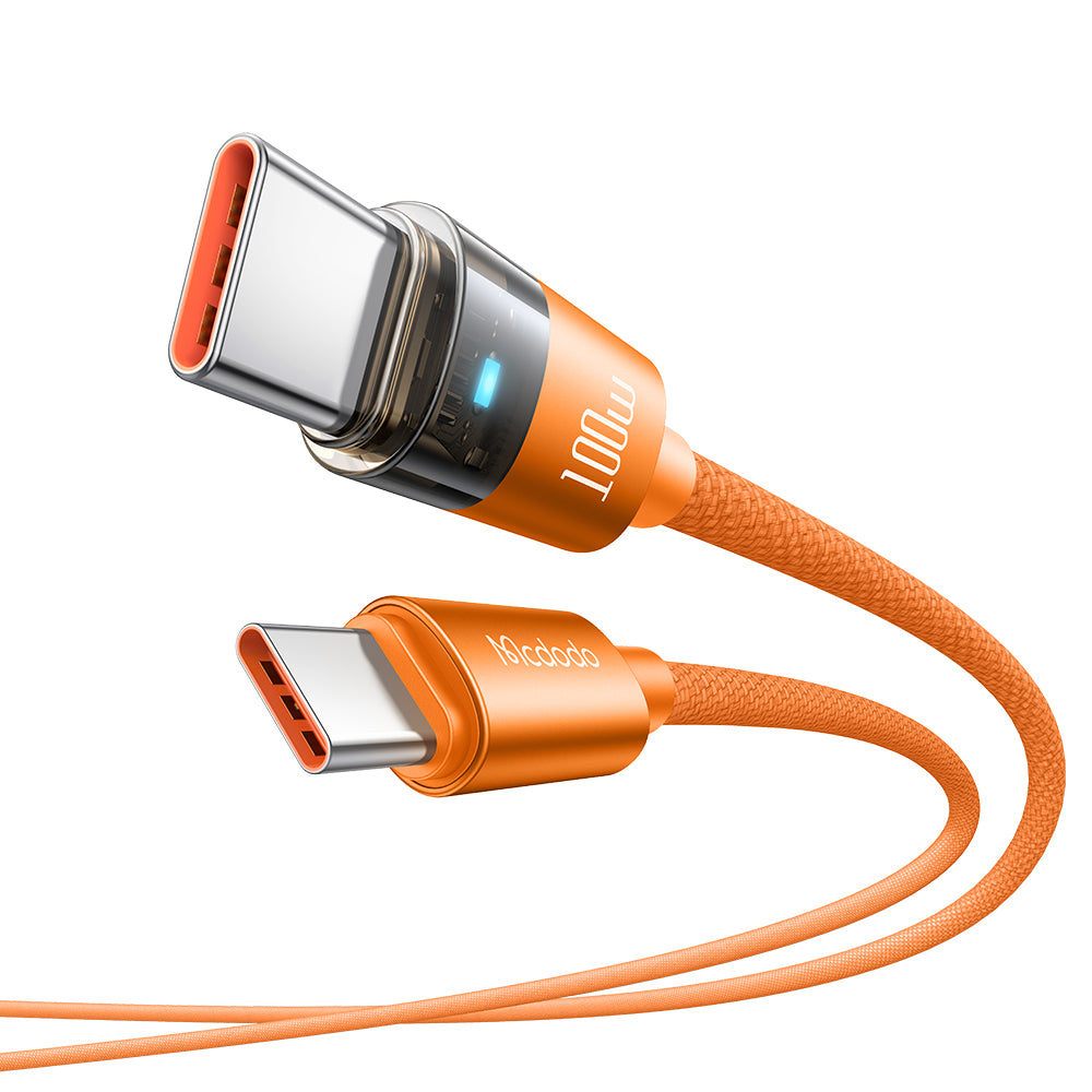 Cab Luma 100W USB-C to USB-C Cable with Transparent Design & Charging Light