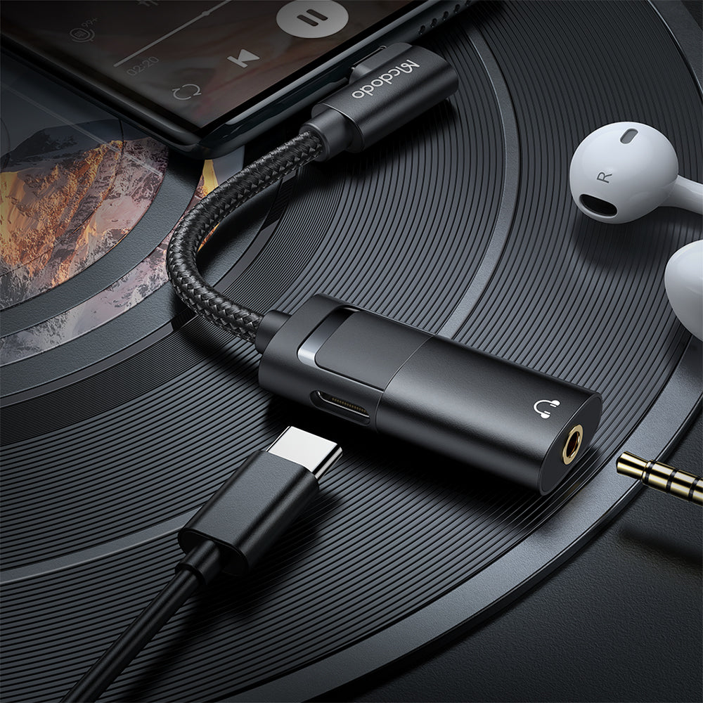 Type-C to Type-C and DC3.5mm  Audio Adapter 0.12m,  (60W PD Charging + Music Play+Call Function)