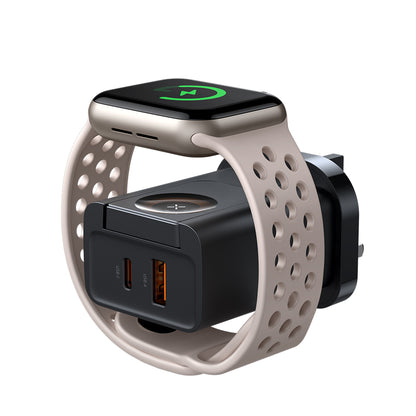 30W 1C+1A 2 in 1 Travel Charger with  Built-in Apple Watch Charger(UK)