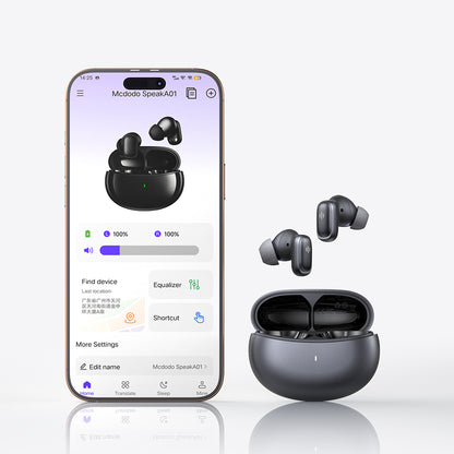Speak A01 AI Translator Earbuds with Active & Environmental Noise Cancellation