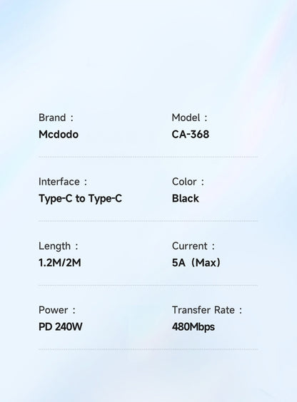 240W Type-C to Type-C Data Cable 2m