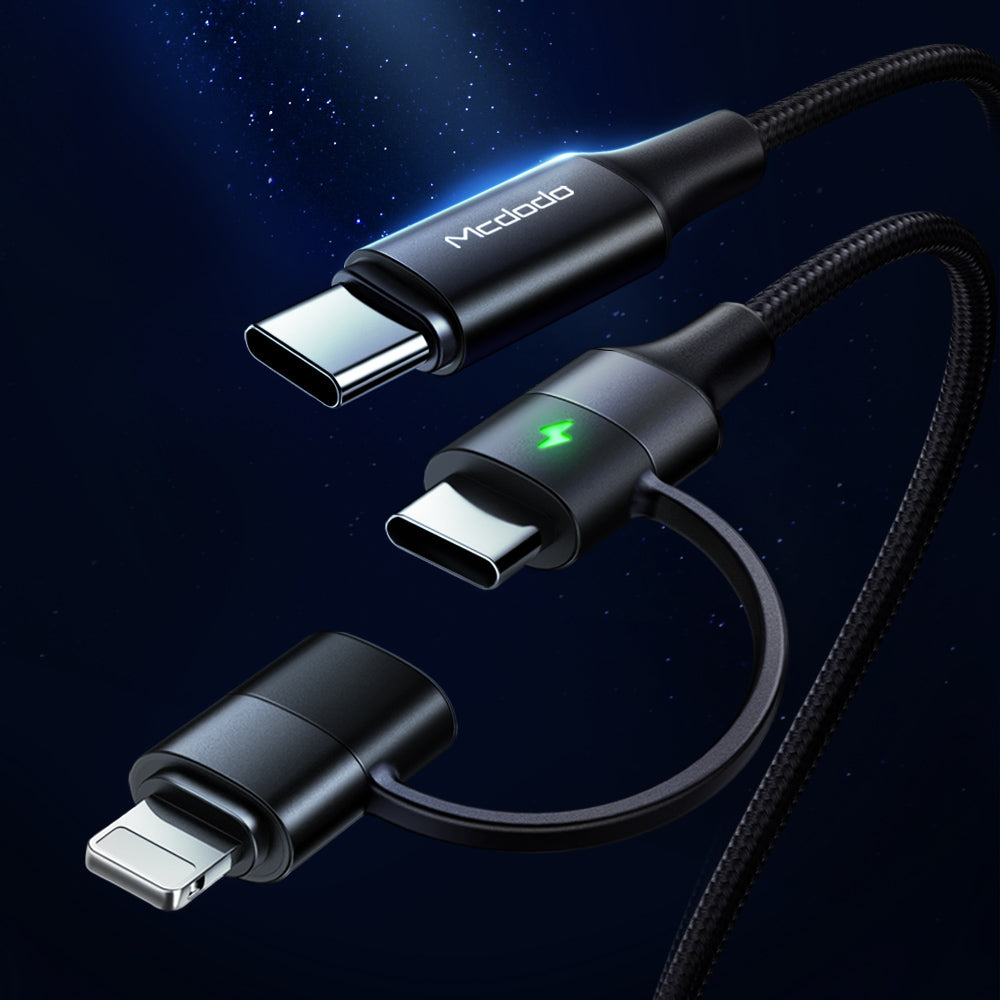 2 in 1 PD Fast Charge Data Cable Connector Type: Type-C to Type-C & Lightning
