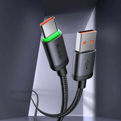 MCDODO USB-A TO USB-C CABLE WITH CHARGING LIGHT - BLACK
