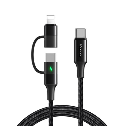 2 in 1 PD Fast Charge Data Cable Connector Type: Type-C to Type-C & Lightning