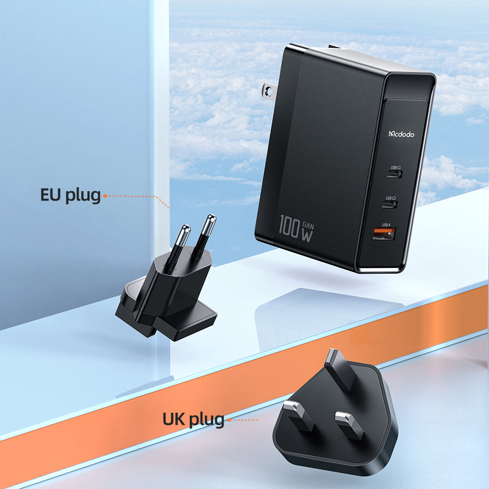 100W 2C+1A GAN Universal Travel Adapter  (UK/US/EU)