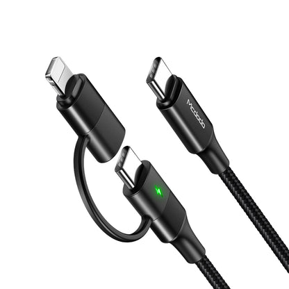 2 in 1 PD Fast Charge Data Cable Connector Type: Type-C to Type-C & Lightning