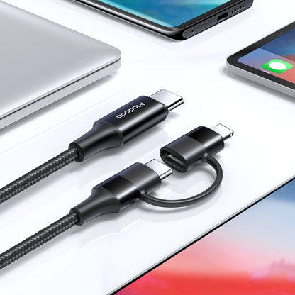 2 in 1 PD Fast Charge Data Cable Connector Type: Type-C to Type-C & Lightning