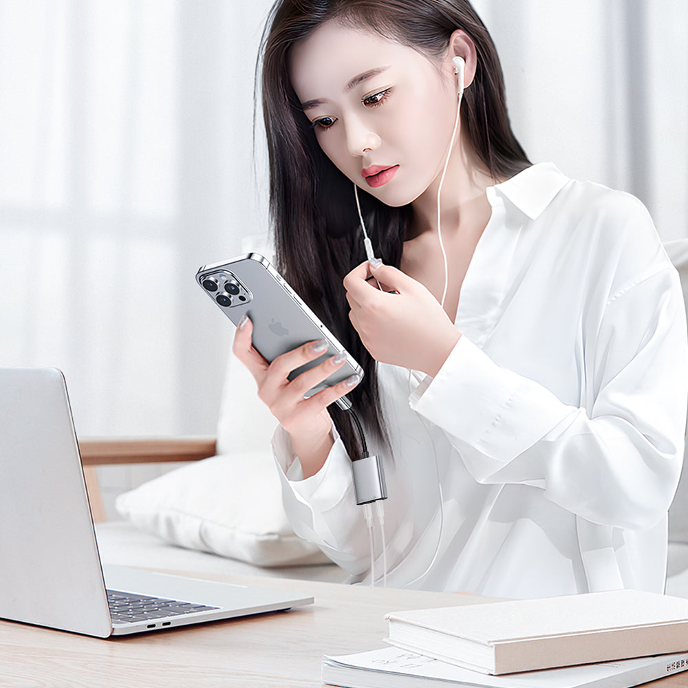 2 in 1 Lightning to Lightning+DC3.5mm  Audio Adapter  (Charging+ Music Play)