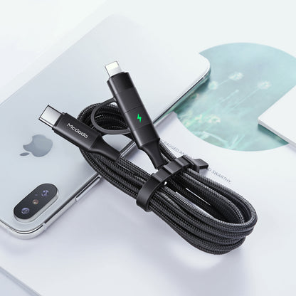 2 in 1 PD Fast Charge Data Cable Connector Type: Type-C to Type-C & Lightning