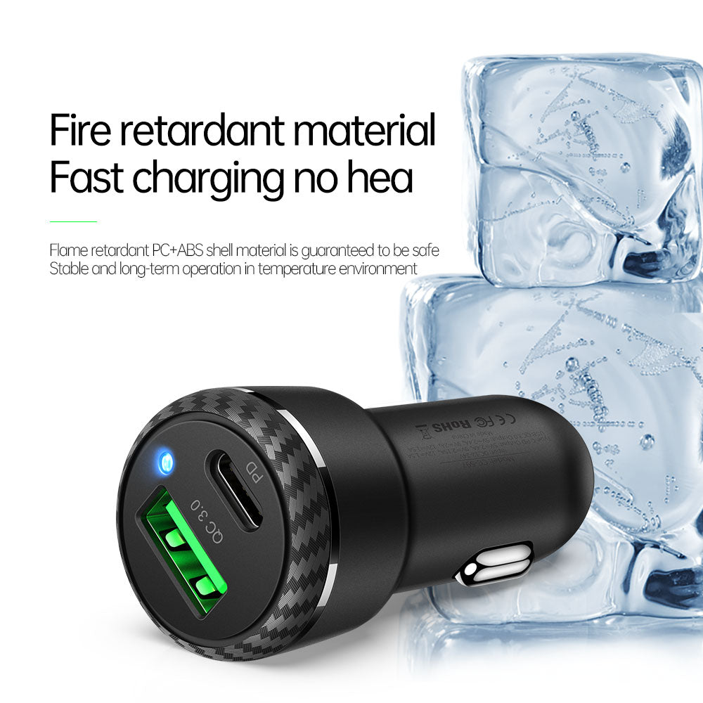 38W 1C+1A PD Fast Car Charger