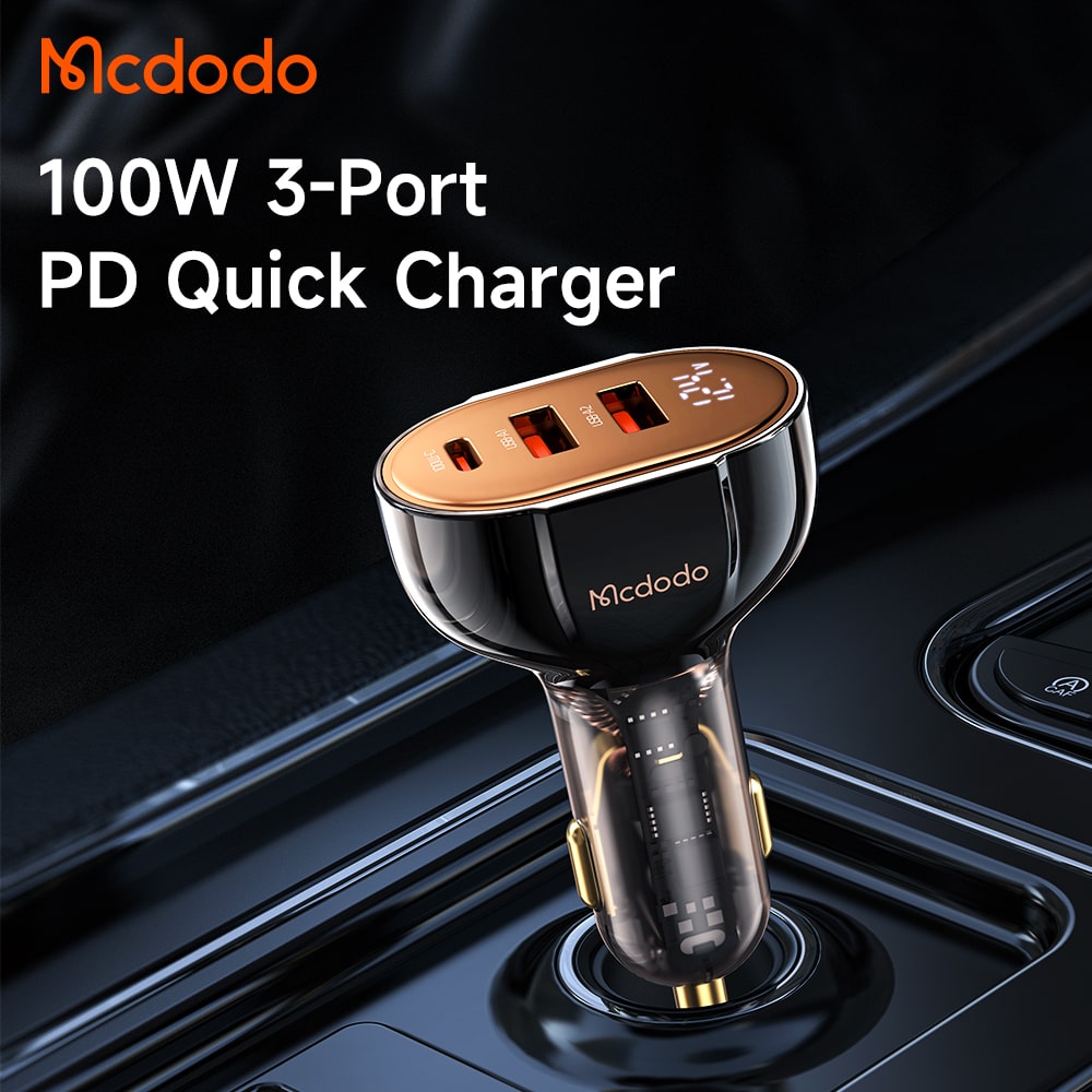 Mcdodo 100W 3-Port Digital Display PD Car Charger